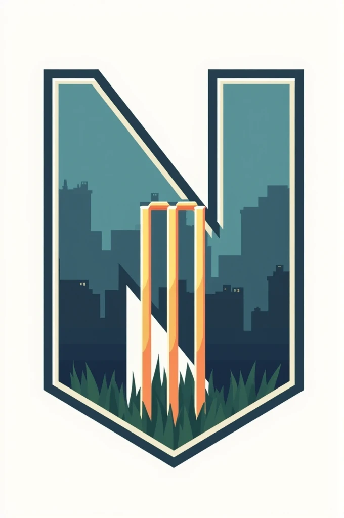 cricket wicket vector  in letter N