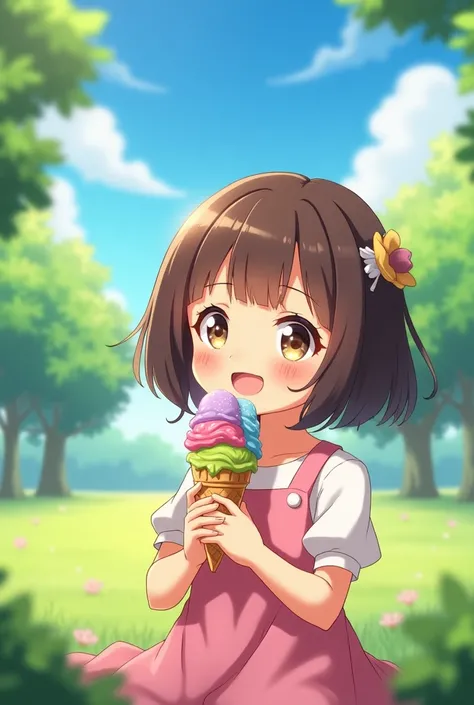 Make girl eating ice cream 