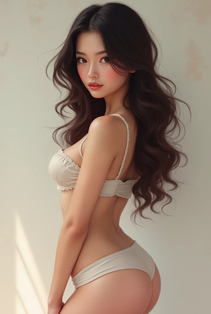 Cute girl with big eyes big boob body fit big ass white skin long hair 