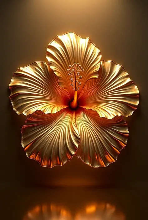 hibiscus logo,gold,repeated,3d,symmetrical,photorealistic,detailed,intricate,masterpiece,8k,realistic,vivid colors,volumetric lighting,studio lighting,high contrast,metallic,reflective,glossy,elegant,sophisticated,luxurious,majestic