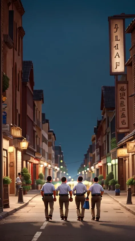 A 3 man is seen walking on the road in the village with a bottle of liquor in his hand