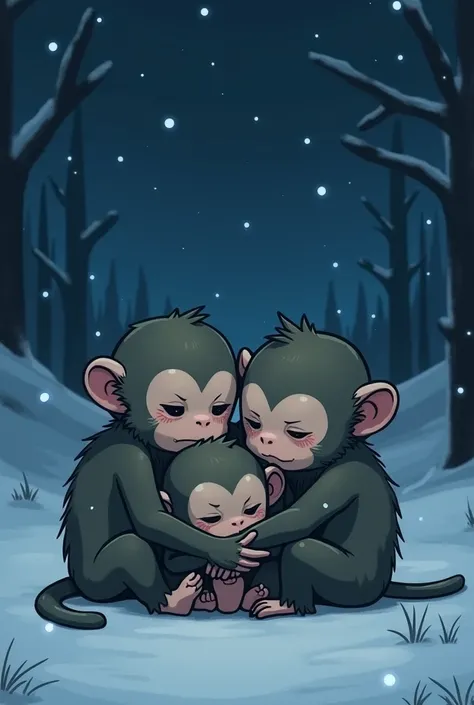 monkeys anime starve lovely night sad winter