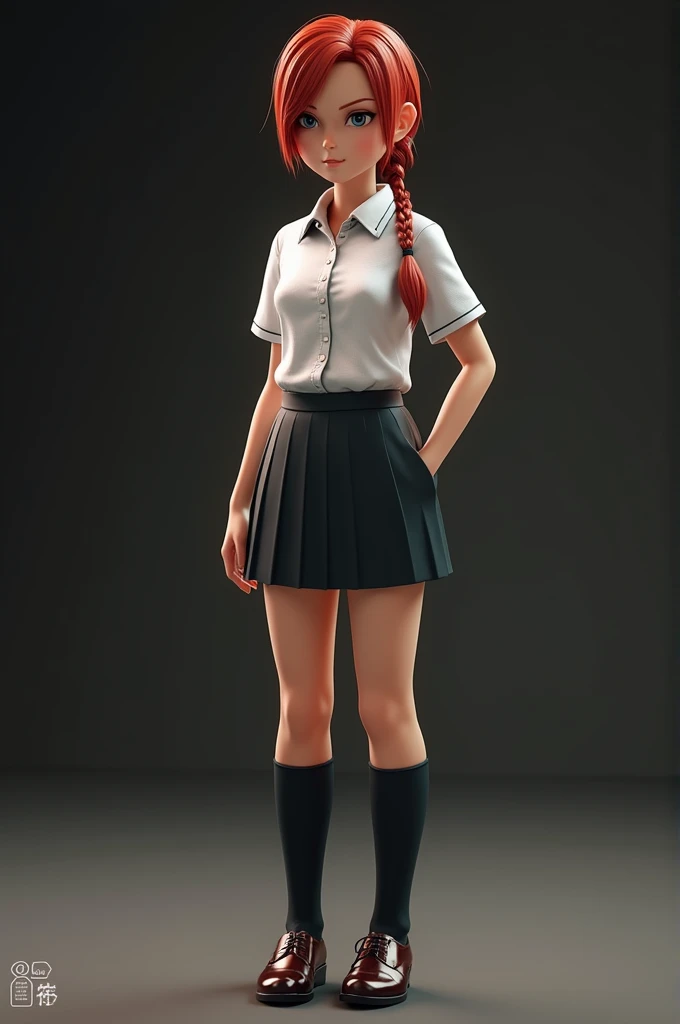 Claire Redfield using mini school uniform,