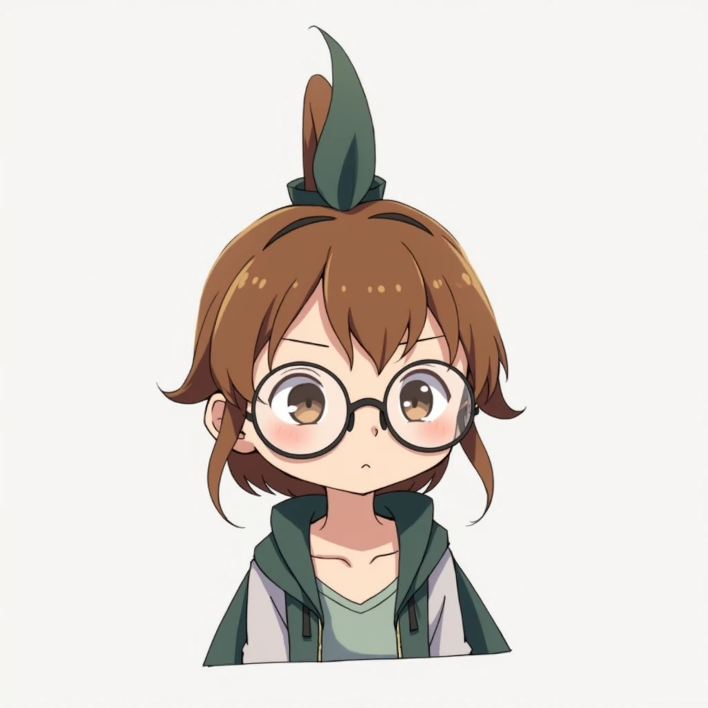 Create a girl hirono figure, with glasses, ponytail