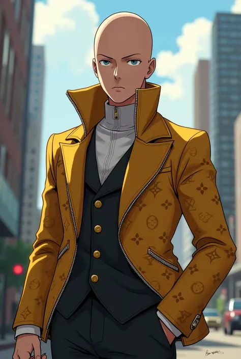 Saitama de one punch man en veste louis Vuitton 