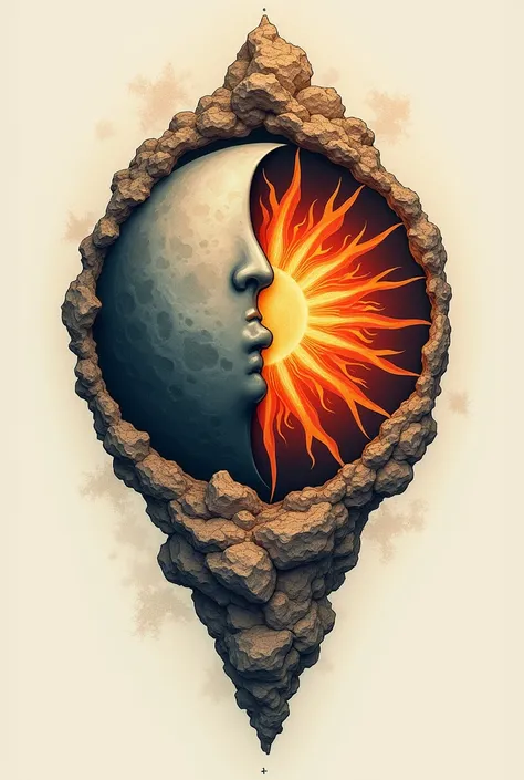 I need a design for a tattoo that has the moon and the sun, that represents rock and love