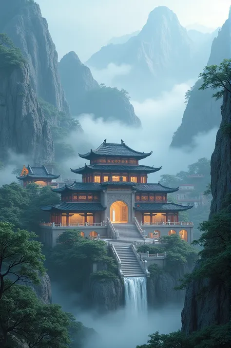 Silver Rain Clan, Chinese style building, color, gray, silver 