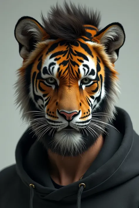 Boy having beard like tiger looks like humen
Not tiger texture