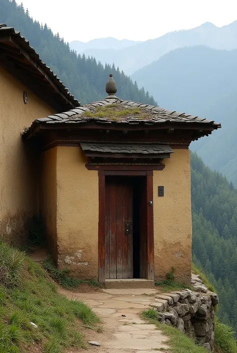 Bhutanese mud house with very small doors make the door super small
