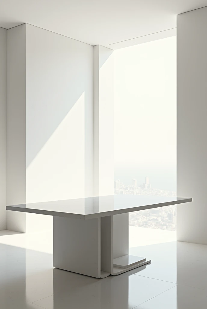 A modern mint white table beside the window 