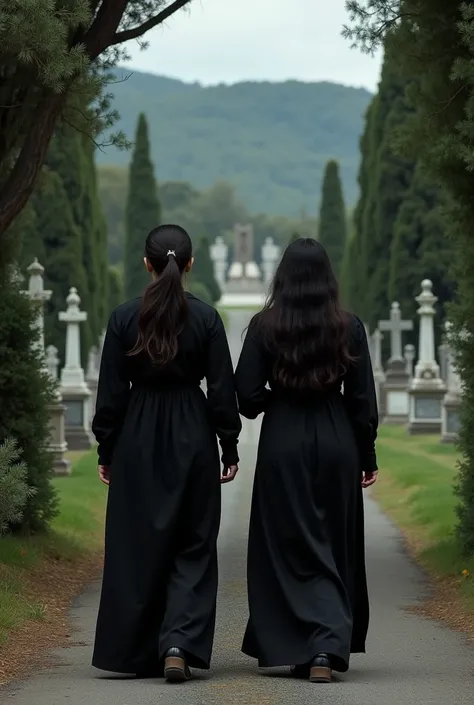 My sister and I dressed in black leaving the Memorial Park Cemetery in Santa Cruz de la Sierra 