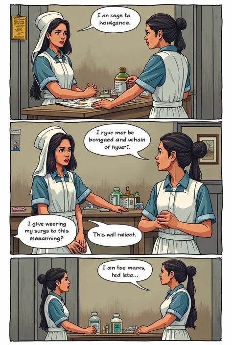 nusring in the philippine Spanish colonial era . give comic strip give description and dialogue        