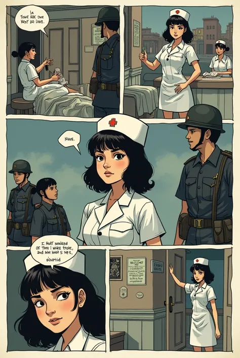 nusring in the philippine  Japanese Colonial Rule . give comic strip give description and dialogue