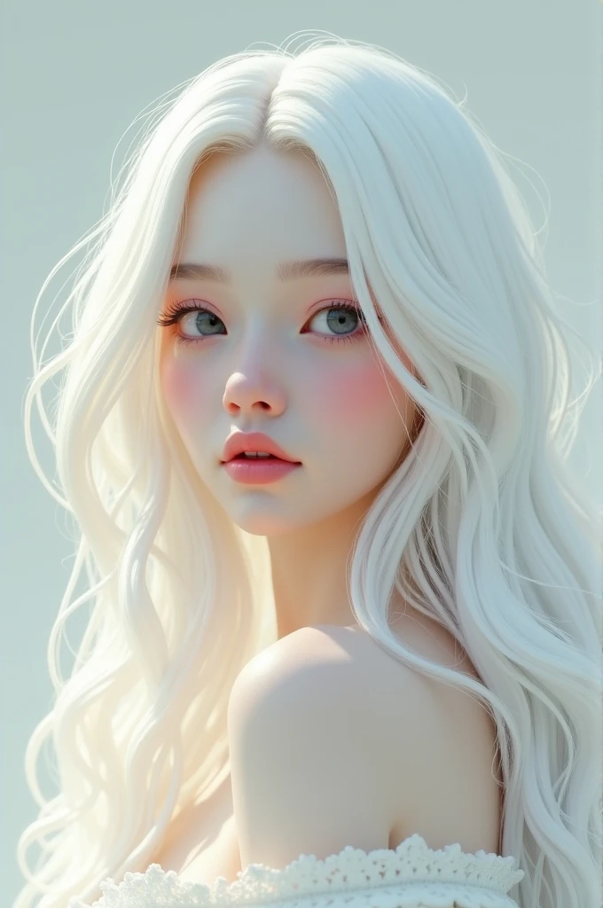 White Hair Girl 3D 