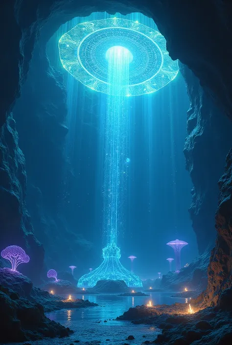 Imagine a vast underwater world called Aquaeternum, where the abyssal darkness is broken only by the flashes of intelligent creatures that have developed an advanced civilization based on bioluminescence. This world is located in a deep ocean on a distant ...