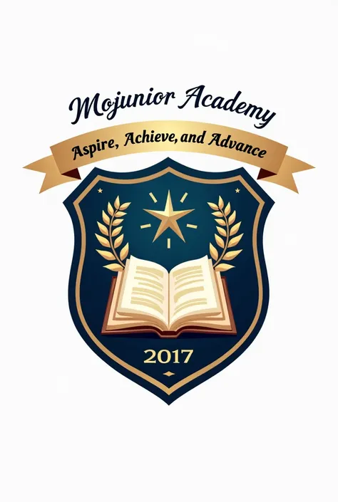 A school logo for MoJunior Academy with an educational motto 