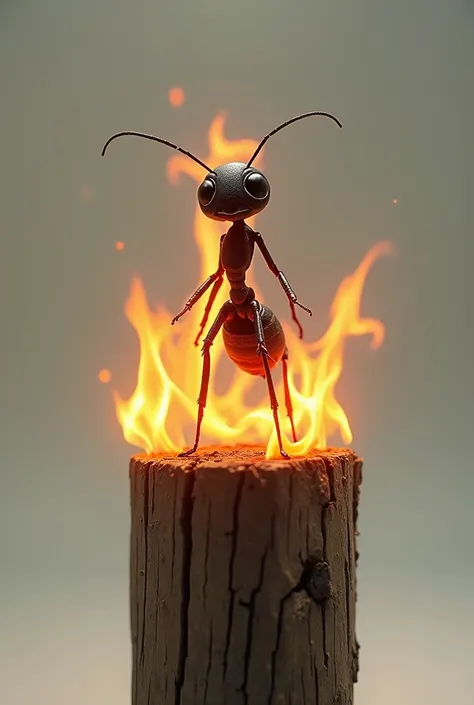 A ant on stand leg with on fire