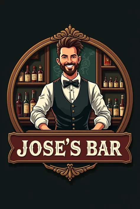 create a logo for a bar called "Jose&#39;s Bar" with bartender theme 