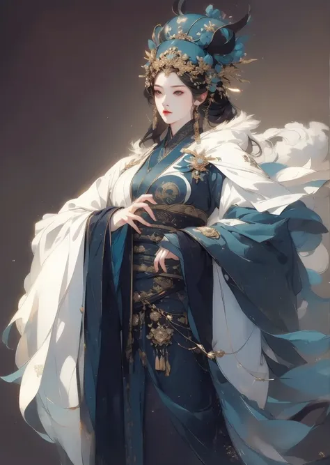 Female, (exceptional, best aesthetic, new, newest, best quality, anime, waifu:1.2), master piece, best quality, absurdres, highres, good anatomy, serious face, ultra detailed, (1girl:1.3), colored, 1 girl, female, Zhuge Liang, blue eyes, black hair, white ...