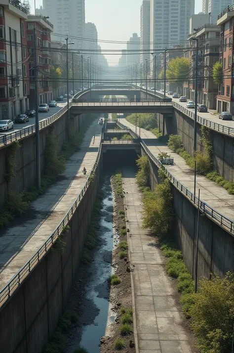 Can you show me a reference image of the Villa Maria del Triunfo bypass with ditches?, sewers and drains?