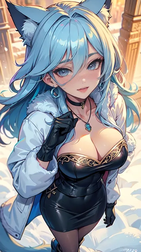 Masterpiece, beautiful art, professional artist, 8k, art style by sciamano240, very detailed face, very detailed hair, very detailed clothes, 1girl, perfectly drawn body, beautiful face, long hair, light blue hair , very detailed blue vertical cat eyes, sq...