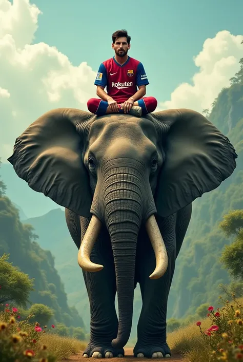 Messi in elephant sitting