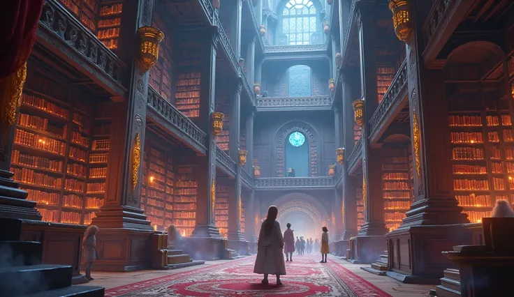 In 3d animation.Describe the magical library in Rani Paris school.