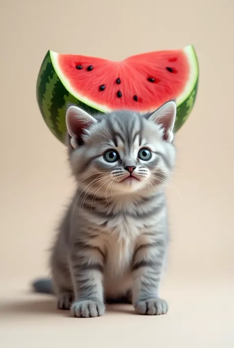 Watermelon headgear　kitten　Standing posture