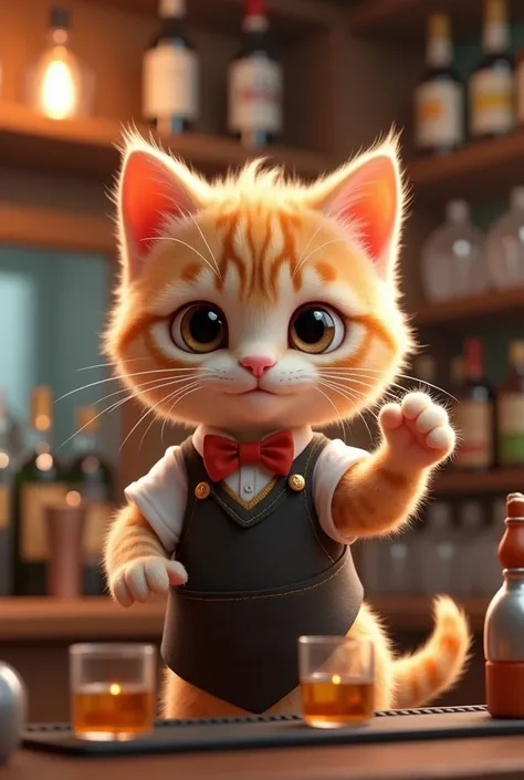 bartender　kitten　3D full body