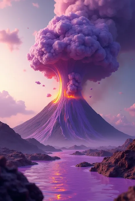 that a volcano that says milka explodes chocolate, an air chocolate and the purple volcano