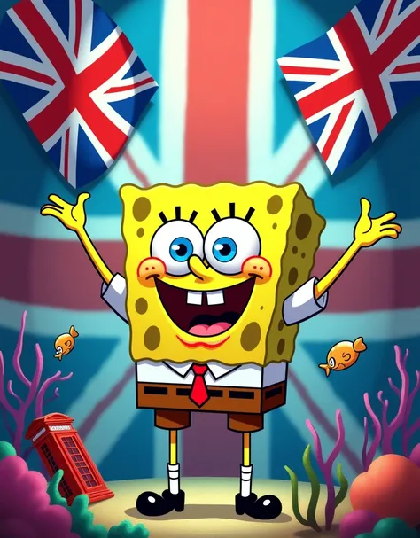 spongebob with united kingdom flags