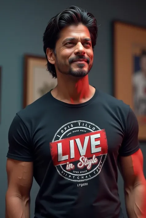 Srk wereing  t-shirts  brand called live in style