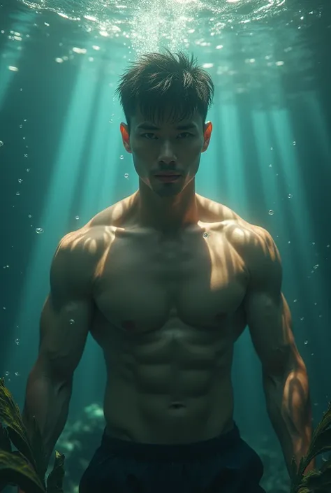 hot nerd asian daddy in underwater 