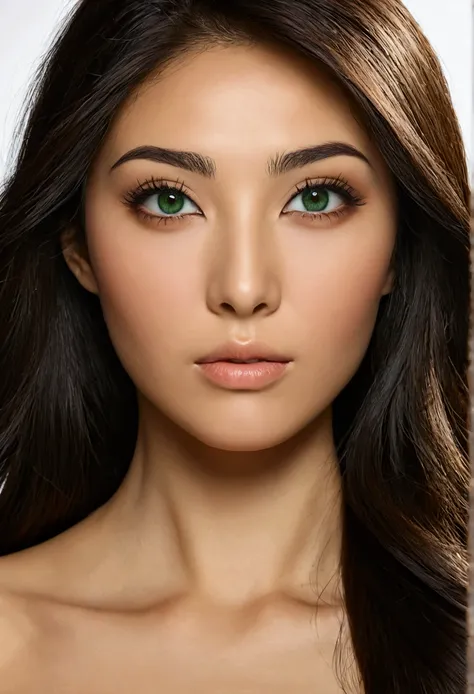 create woman 2 italian asian type brunette green eyes