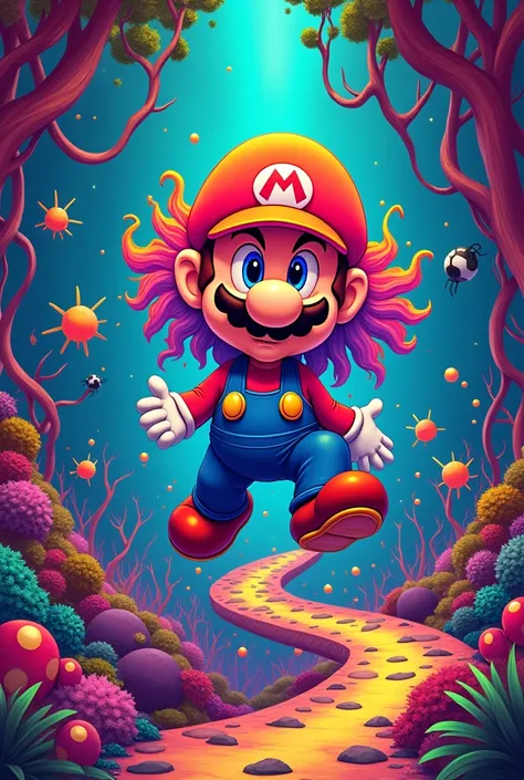  mario party character which reads "THE GROVE PATONG" 420 artwork, retro psychedelic weed illustration, liquid, psychedelic artwork, in illustration style digital, extremely high quality artwork, estilo de arte impressionante, arte do Adobe Illustrator, vi...