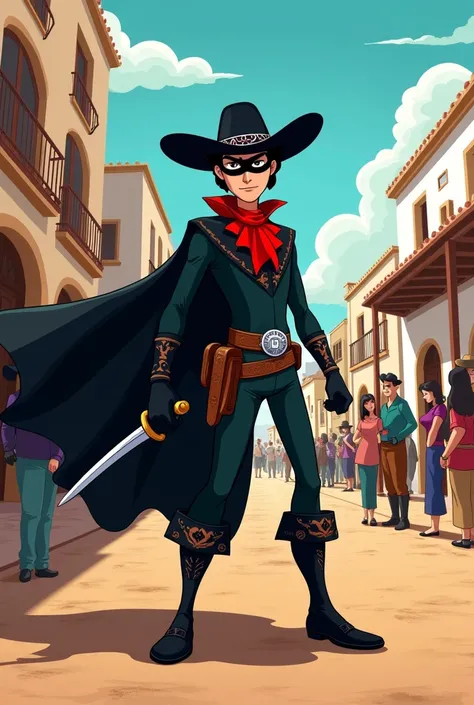 Generate an image of the 1957 Zorro series in cartoon 