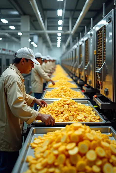 A ginger processing centre with  cleaning slicing peeling drying machine doing high quantity of ginger processing with 10 labours(please show the 
fresh  ginger with slice) ginger in picture and processing machine
