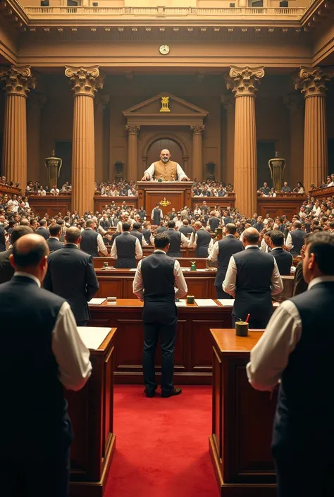 Image of the Parliament of India where the Constitution is discussed.