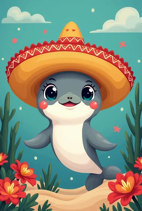 Animated Vaquita Marina with Mexican Hat