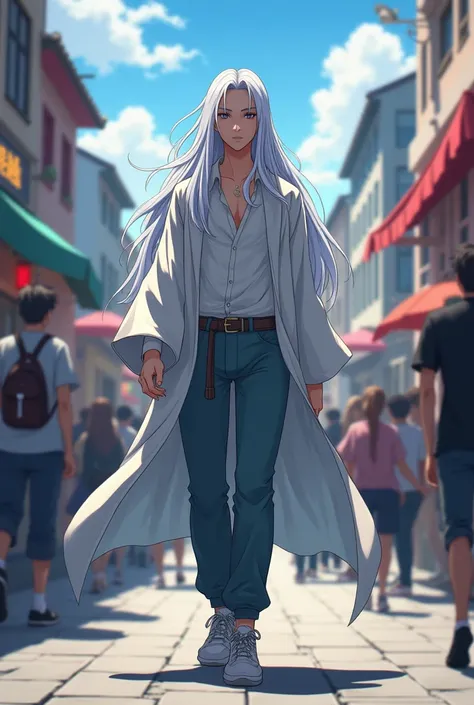 A white-haired mage who decided to walk among the people in normal clothes, anime version