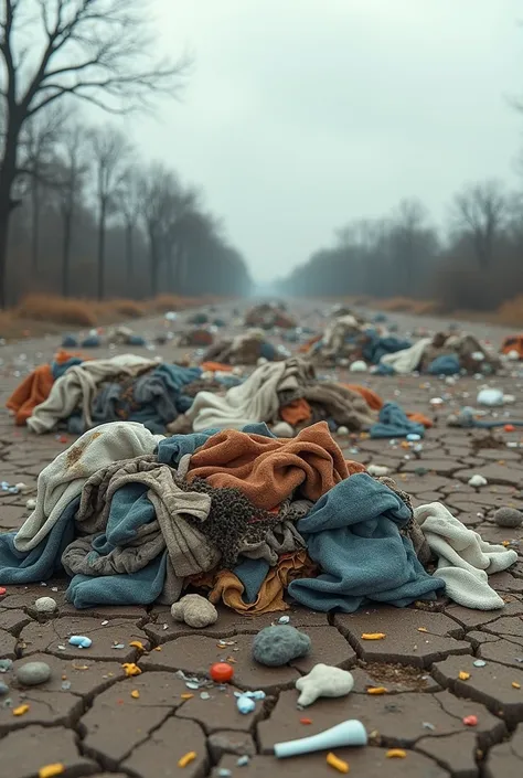 A fabric waste in open areas which cause pollution 