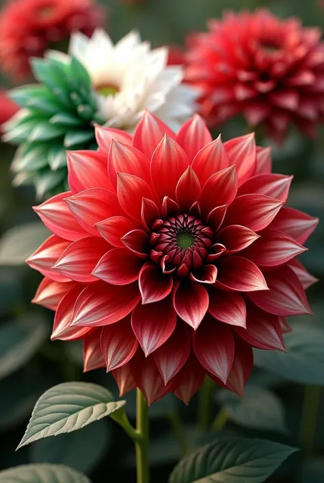 realism. Natural dahlia flowers with the colors of the Mexican flag 