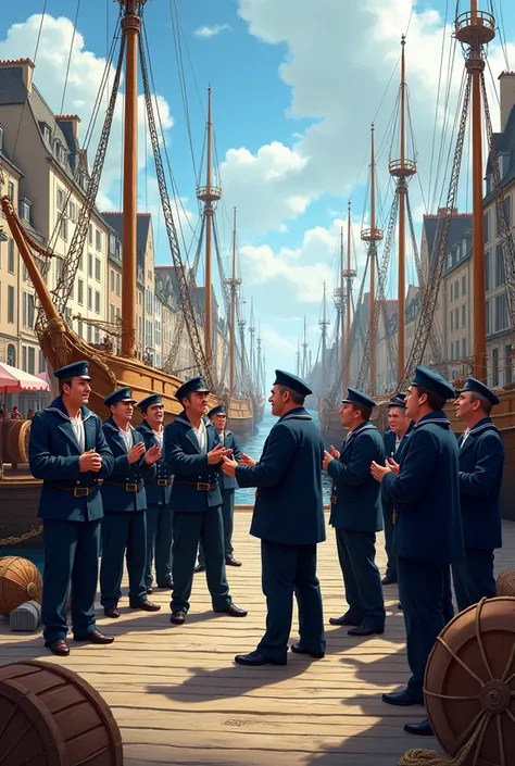 Generates the port of Lorient with singing sailors 