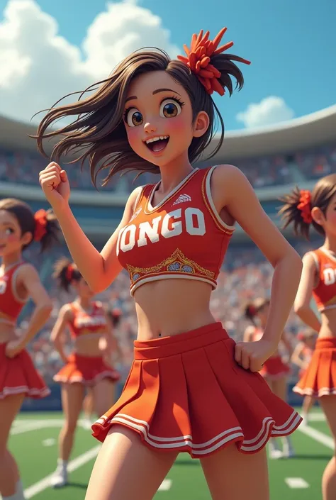 Cheerleader girls with jersey named Dongo
