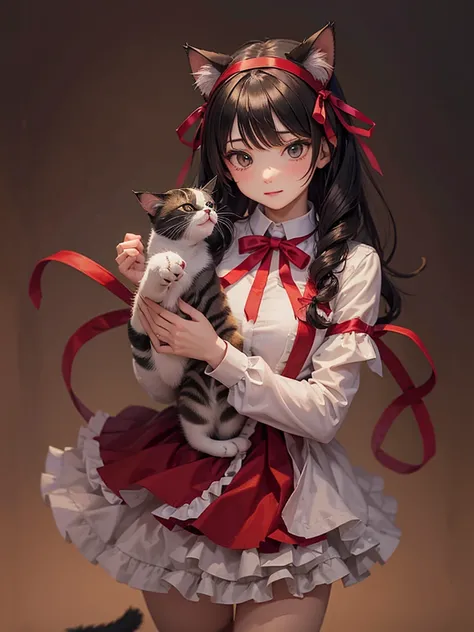 Cat with ribbon