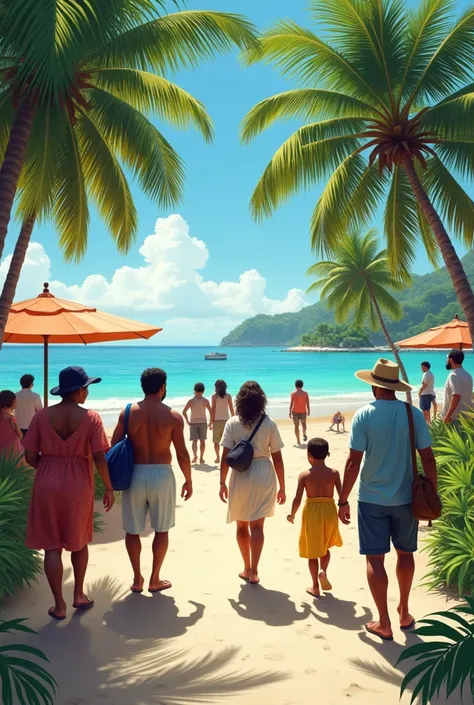 creates an image of normal people with normal clothes and real people in an island-like country