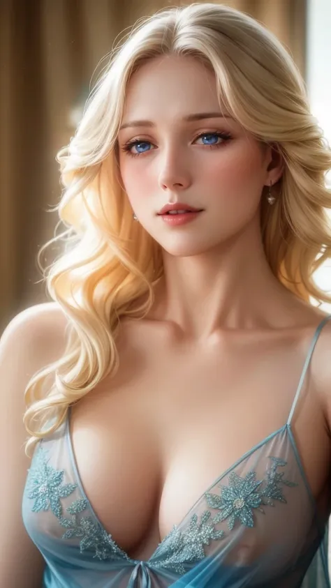 Elegant mature female, pale skin, big breast, nipple, transparent camisole, see through nipple, soft light, high quality cg