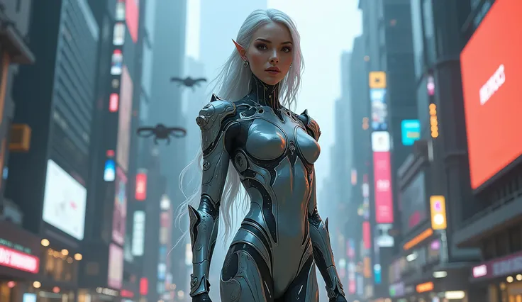 woman in a futuristic suit posing in a city, cute cyborg girl, cyborg girl, linda cyborg girl, cyborg - girl, cyberpunk mecha anime girl, Perfect cyborg female, perfect anime cyborg woman, female cyborg, beautiful cyberpunk girl, female cyberpunk anime gir...