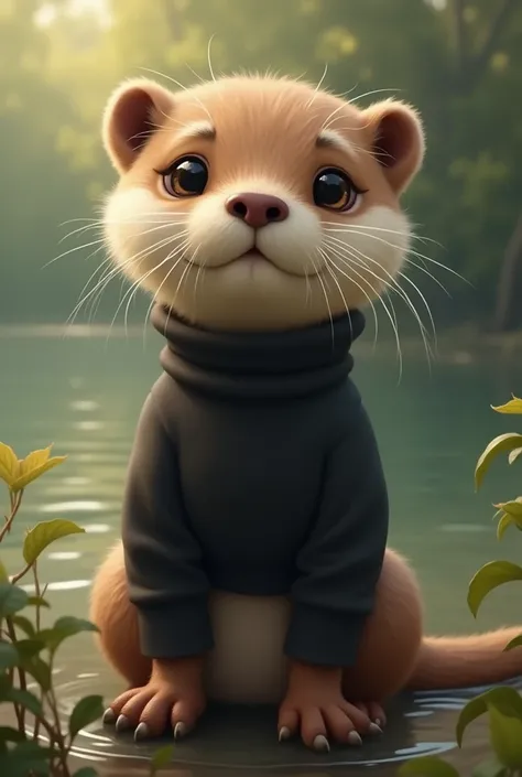 Otter with black turtleneck shirt