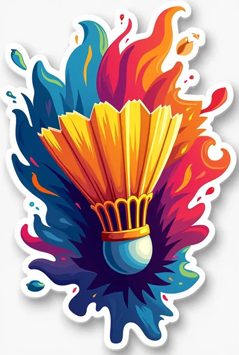 Badminton and shuttlecock sticker in multi colour